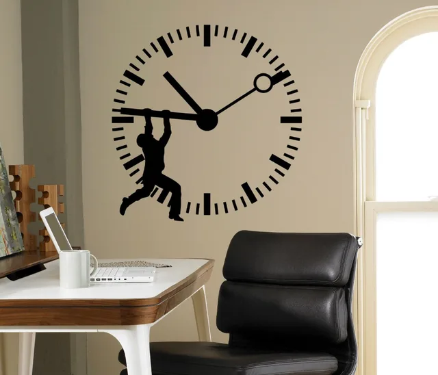 man silhouette stop the time art wall sticker clock patterned home