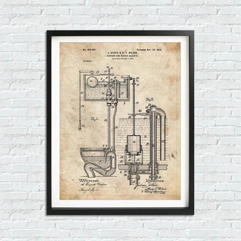 Bathroom Blueprints Canvas Prints