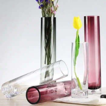 

Home Decor color Cylindrical glass Vases For Flower Tabletop Glass Bottle Plant Glass Flower Vases Household Decoration Gifts
