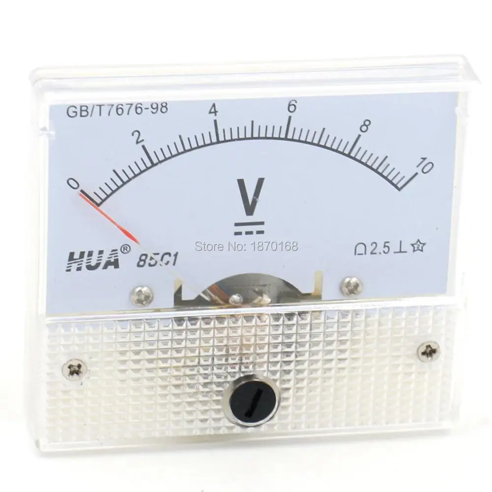 85C1 DC 0 10V Rectangle Analog Volt Panel Meter Gaugein Connectors