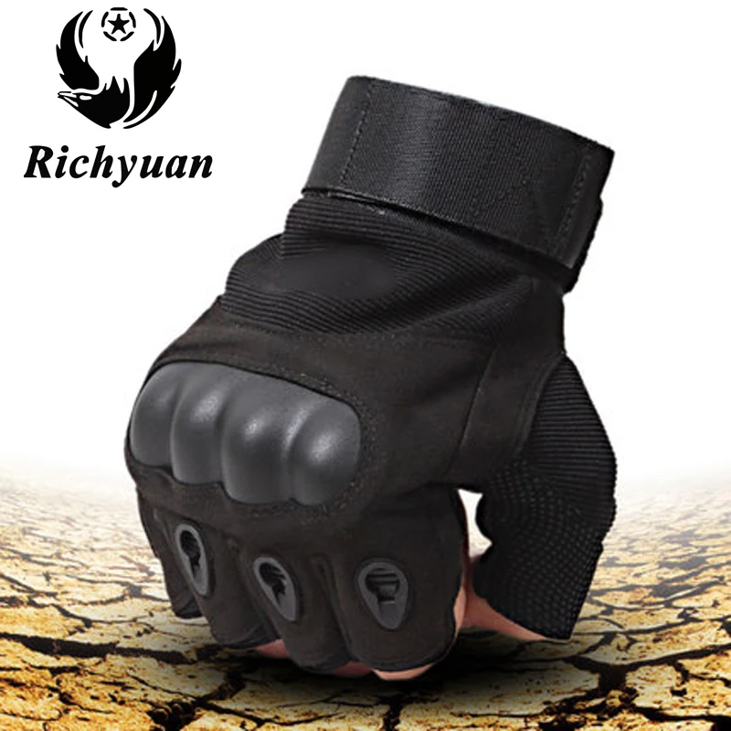 

Richyuan Bicycle Outdoor Tactical Military Gloves Sports Gym Army Paintball Airsoft Fingerless Carbon Half Finger Luva Gloves