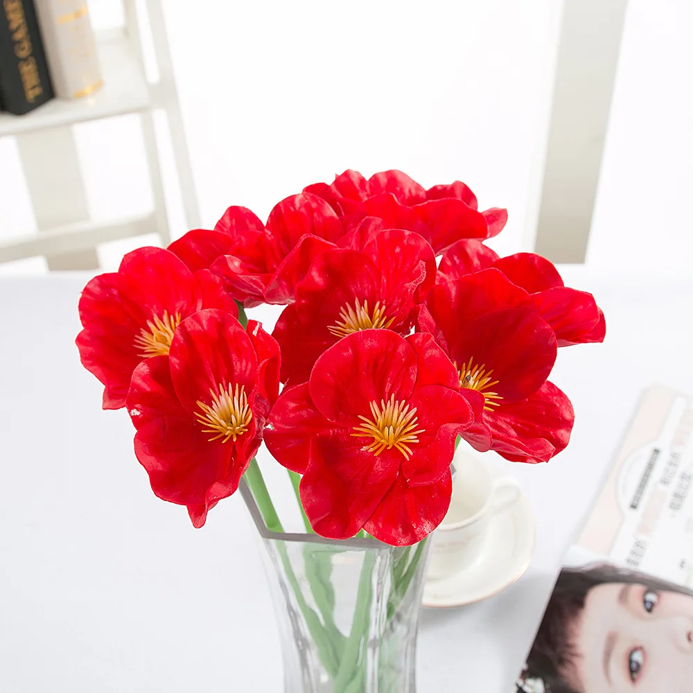 

10Pcs Simulation Pu Poppy Household Photography Wedding Decorations Fake Flower Feel Bouquet Factory Wholesale Simulation Flower