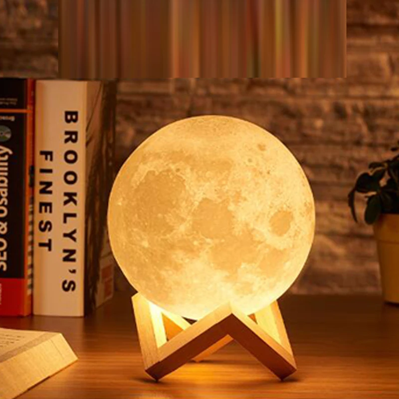 Rechargeable 3D Print Moon Lamp Led Night Light Battery Powered Change Touch Usb Home Decor Creative Gifts | Освещение