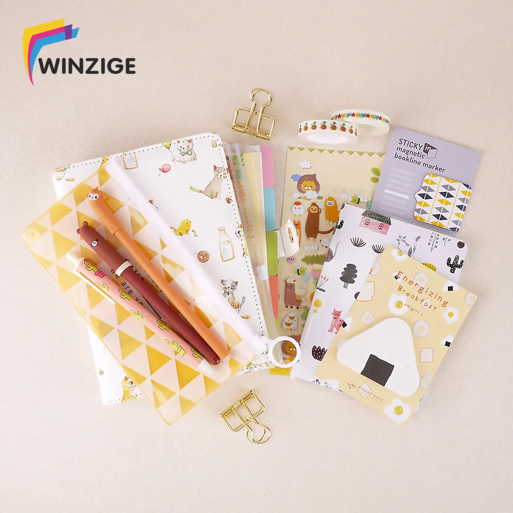 

Cute Cat A6 Loose-leaf Hardcover 6 Holes Filler Papers Kawaii Notebook Set Student Schedule DIY Washi Tape Planner Suit Supply