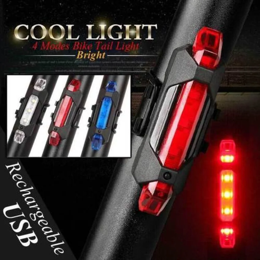 

Bike Bicycle light LED Taillight Rear Tail Safety Warning Cycling Portable Light, USB Style Rechargeable or Battery Style 2019