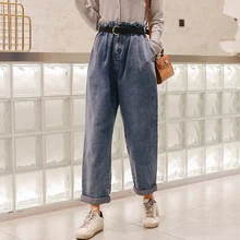 Новые модные зимние джинсы в стиле ретро свободные джинсы в Корейском стиле для девочек