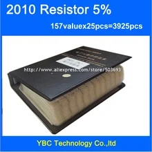 2010 SMD образец резистора книга 5% Допуск 157valuesx25 шт = 3925 шт Резистор Комплект 0R~ 10 м