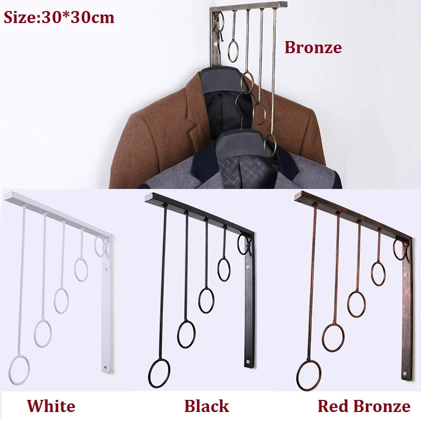

4Pcs/Lot Premintehdw wall mount american vintage iron cloth jacket hanger with screw display shopfitting