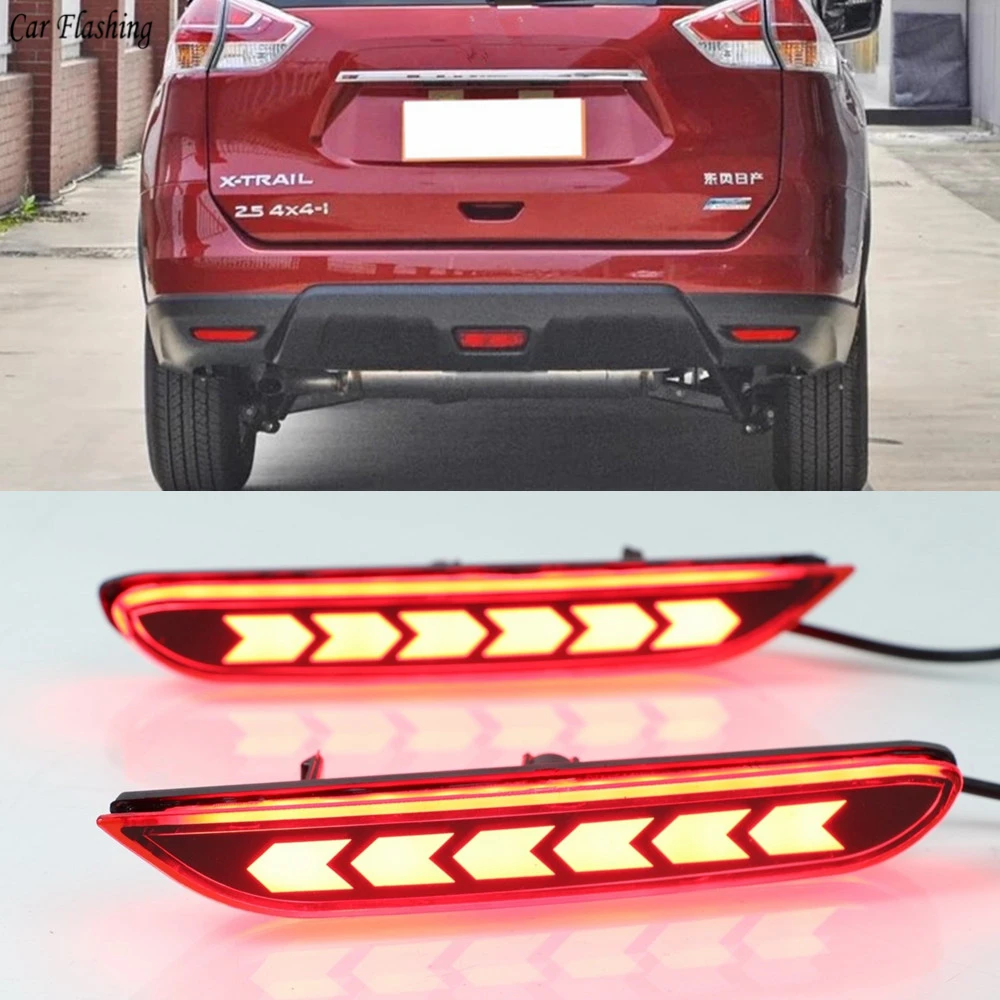 

2pcs Multi-function Car LED Reflector Lamp Rear Fog Lamp Rear Bumper Light Brake Light For Nissan Xtrail X-trail 2014 2015 2016