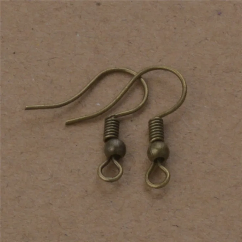 200 PCS Wholesale Bronze French Wire Earring fish Hooks Plain coil ear