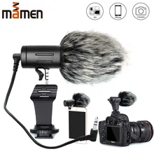 MAMEN Phone Microphone Mini Portable 3.5mm Condenser Phone Video Camera Interview Microphone With Muff For iPhone Samsung Mic
