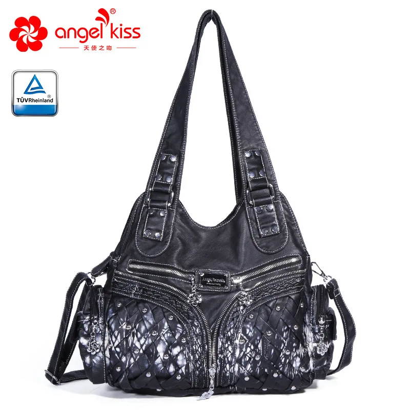 Black Angelkiss топ из искусственной кожи сумки личи зерна женские сумки модные портативные сумки композитные - Цвет: Black