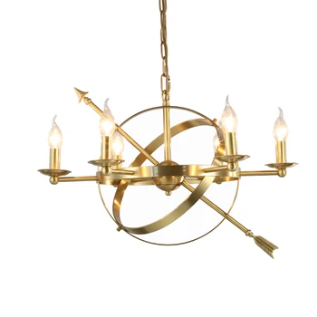 

American style real brass Chandelier gold Luxury Home Lighting Fixture Creative Vintage LED E14 bulb creative model droplight