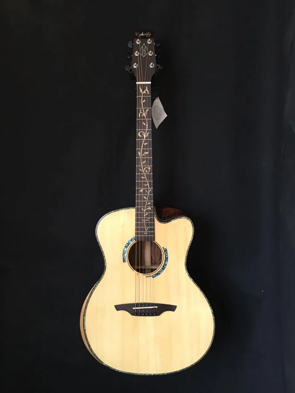 

free shipping handmade solid wood acoustic guitar with case