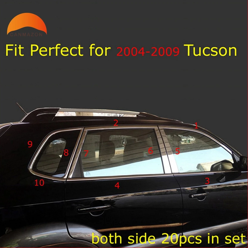 For Hyundai Tucson 2004 2009 Stainless Window Frame Sill Belt Trims