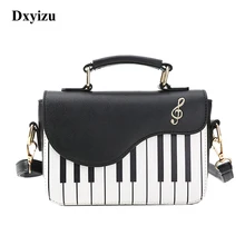 Модная женская кожаная повседневная сумка с вышивкой, милая сумка на плечо с рисунком пианино, сумка через плечо, женская сумка-тоут