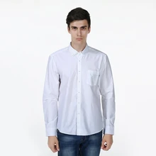 New Slim Fit Argyle Dot Solid White Color Cotton High Quality Casual Shirt Men s Social