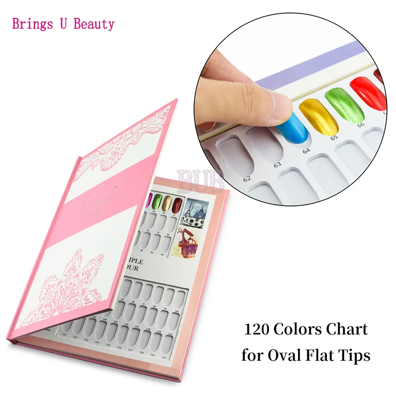 

120 Colors Flower Lace Pattern Nail Gel Polish UV Gel Dip Powder Display Book Color Board Chart for Nail Art Salon Necessary