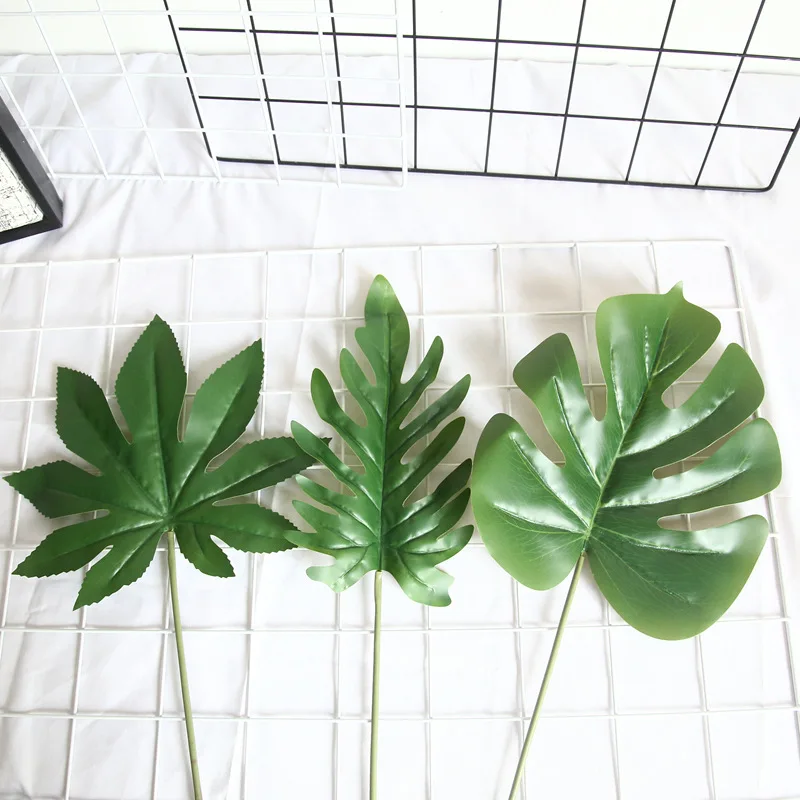 60 см Зеленые искусственные листья монстеры украшения дома сада фотографии фон Аксессуары Поддельные растения