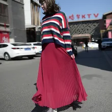 Однотонная шифоновая длинная юбка элегантные весенне-летние модные плиссированные макси женские юбки