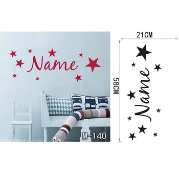 Diseño de estrellas, niños, nombre personalizado, dormitorio, vinilo