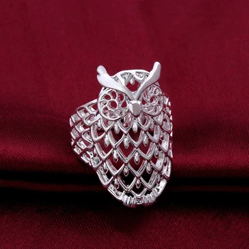 

Unisex Cute Hollow Owl Animal Ring for Women Men Fashion Casual Finger Jewelry Accessories Size 7# 8# White Gold Color Bague