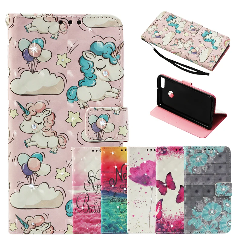 

Jewelled Diamond Flip Wallet Case Leather Phone Soft TPU Silicone Cases Cover Shell Coque for Huawei Y5 Y5Prime Y9 2018 Honor 7A