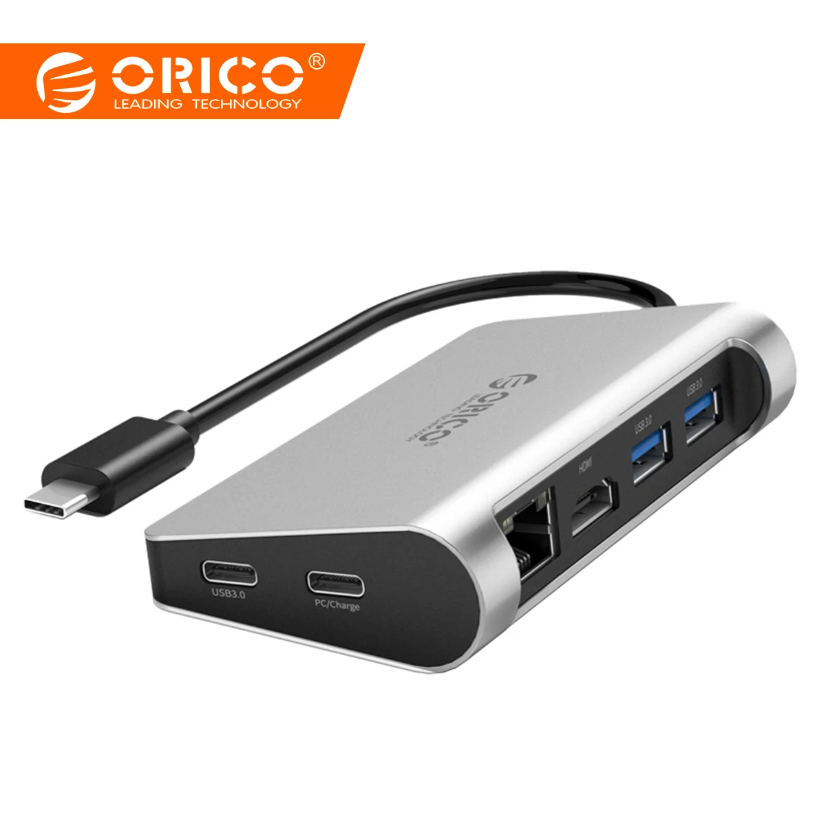 

ORICO Aluminum Type-C HUB USB C to HDMI/Type-C/USB3.0/RJ45 /PD Charging Adapter USB HUB for SD TF Macbook Computer Accessories