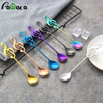 

7pcs/ 4pcs Musical Note Coffee Spoons Stainless Steel Tea Stirring Spoons Set Sugar Ice Cream Mug Dessert Spoon Drink Tableware