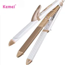 KeMei 3 в 1 щипцы для завивки волос ЕС вилка Электрический Выпрямитель для волос Многофункциональный гофрированный Железный кукурузный ролик с нагревом