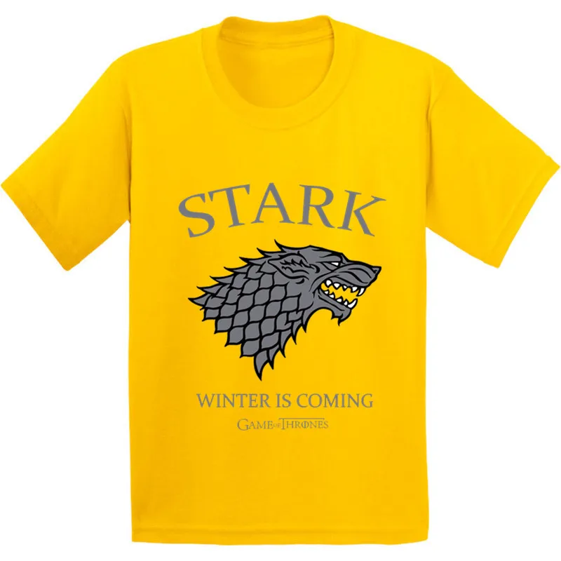 

100% Cotton,Game of Thrones House Stark Pattern Kids T shirt Baby Winter Is Coming Clothes Boys/Girls Casual T-shirt,GKT259