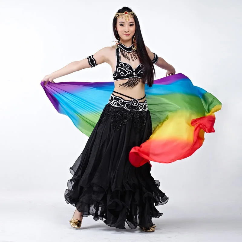 6PCS/Set Belly Dance Dress Costume (Skirt+Belt+Bra+Necklace+2Handwear