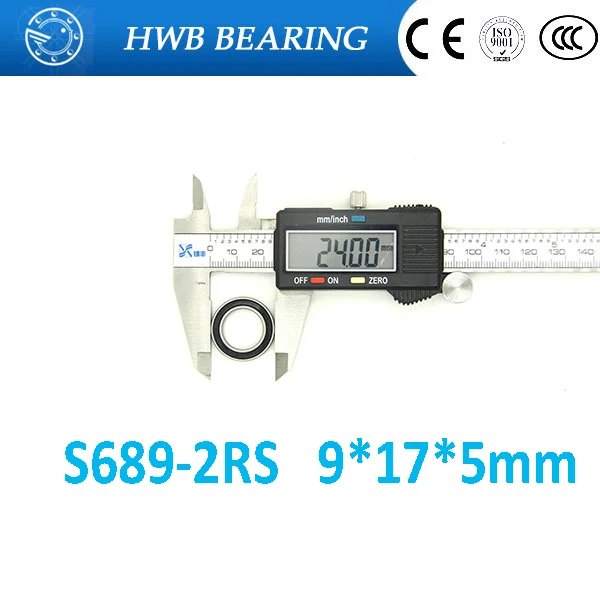

Free shipping 1pcs 9*17*5mm Stainless steel hybrid ceramic ball bearing S689 2RS CB ABEC7 9X17X5mm S689-2RS for bicycle