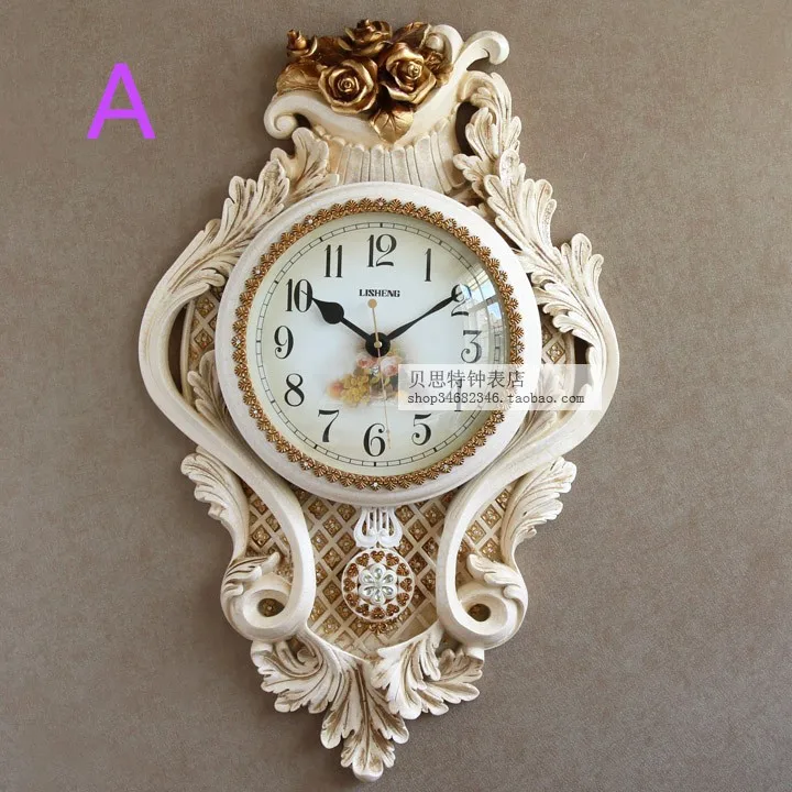 

European retro clock, creative modern living room wall clock, home luxury quartz clock