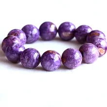 Натуральный фиолетовый Чароит стрейч отделка мужской браслет Круглый с большими бусинами 17 мм 05089