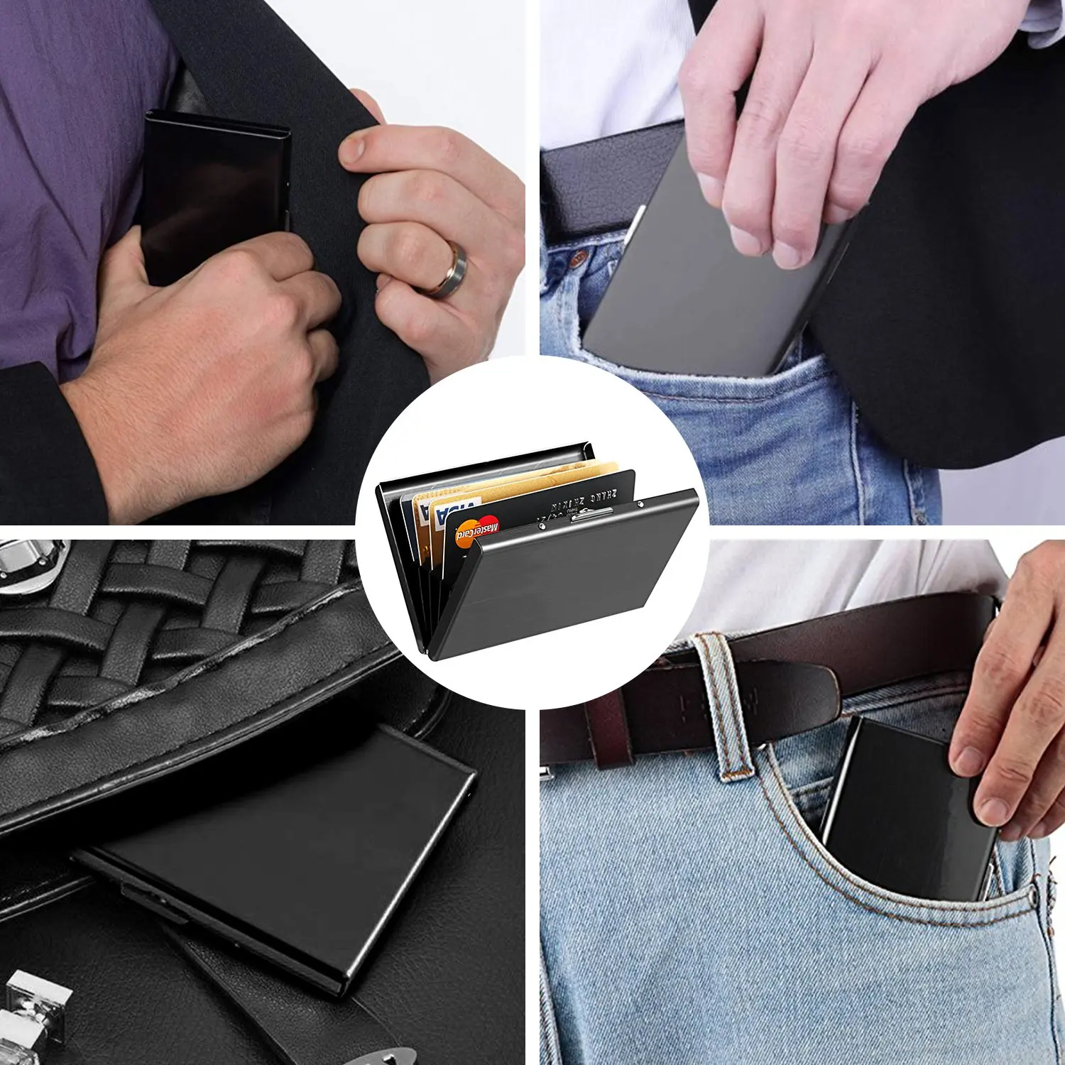 Мужской металлический кошелек RFID женский и мужской чехол тонкий держатель для
