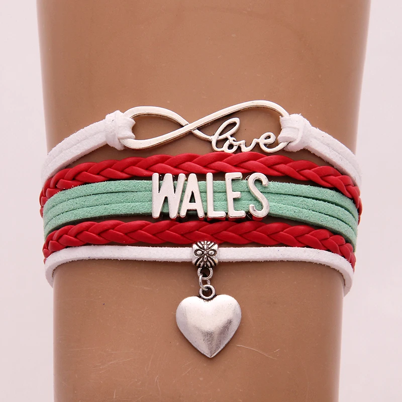 

NCRHGL Infinity love WALES bracelets bangles Heart charm braided pu leather bracelet For women men 2018 Jewelry Drop Shipping