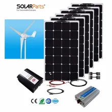 Boguang 1x 600W Wind Turbine+6X100W Solar Hybrid system DIY kit solar panel home house module mobile dc 12v/24v off grid tie