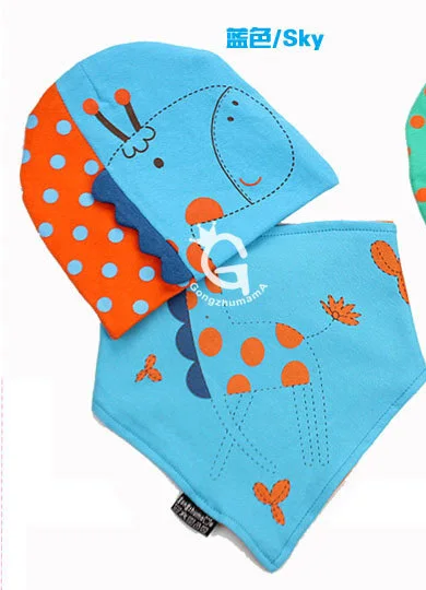 Розничная ; ; детская шапочка с жирафом и бандана; нагрудники и шапочка; комплекты для маленьких девочек и мальчиков - Цвет: Небесно-голубой