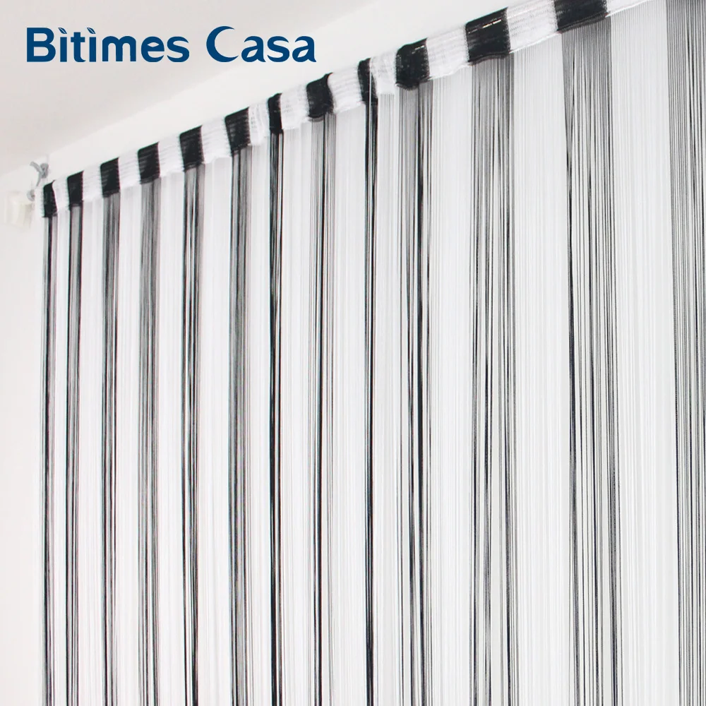 

Black And White Color Splicing Combination String Curtain 300*300CM Solid Color High Density Window Vanlance Room Divider