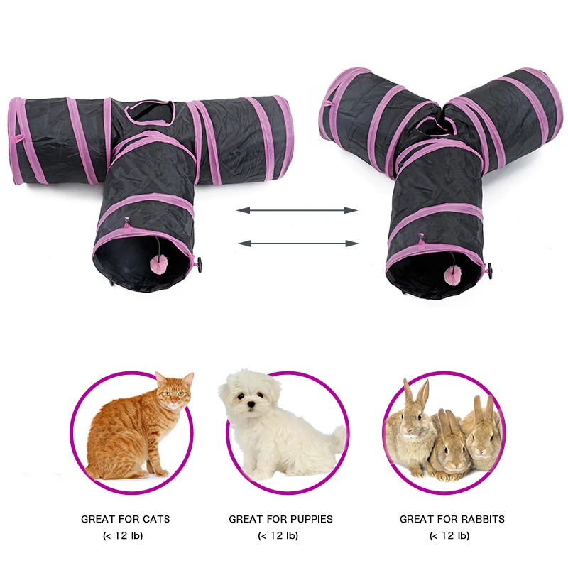 Dropshipping Pet Cat Tunnel Toys for Cat Kitten 4 Holes Collapsible Crinkle Cat Playing Tunnel Toy