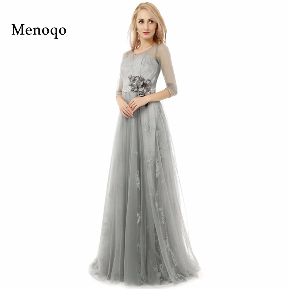 

Real Photo Mother Of The Bride Dresses A Line Chiffon Lace Three Quarter Sleeve New Attractive Women Evening Formal Dress