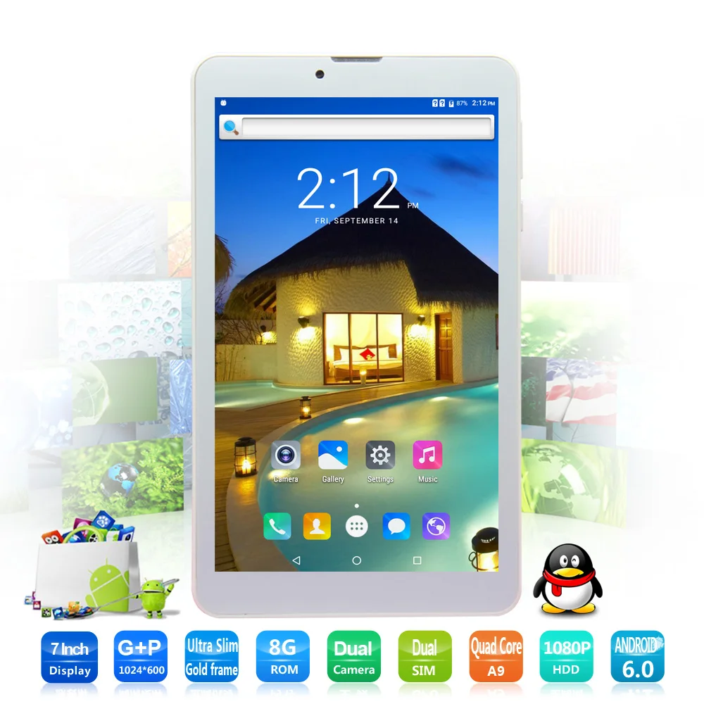 

New 7 Inch 3G Phone Call Dual Core HD LCD Android 6.0 Tablets pc CE Brand WiFi FM Bluetooth 8GB Mini Pad Dual SIM Card add Cover