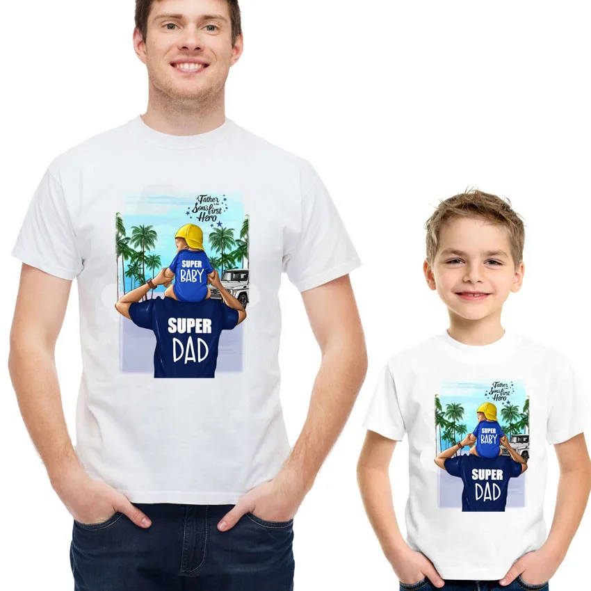

Father and Son Style T-shirt Super Dad And Super Baby T shirt Men Boy Family Matching Tshirt Male Father's day
