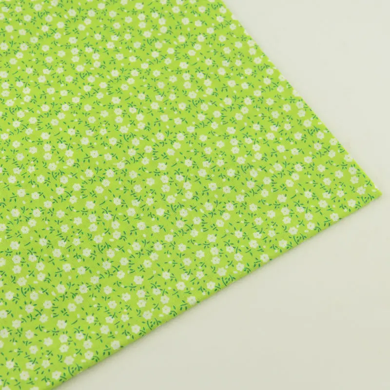 Plain Sewing Fabric Light Green Printed Floral Designs Cotton Fabric Tecido Crafts Patchwork Home Textile Dolls Clothing