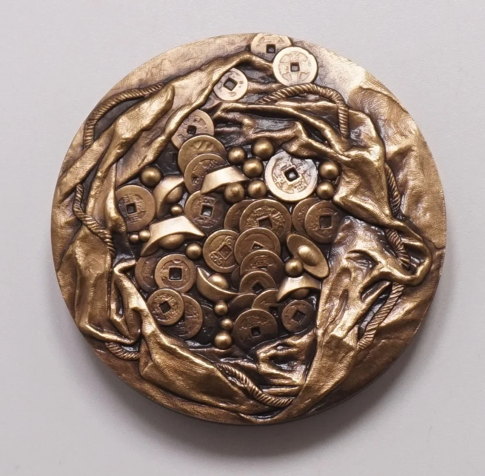 

45mm HOTEI Buddhist monk God of Contentment & Happiness Bronze Medal Coin