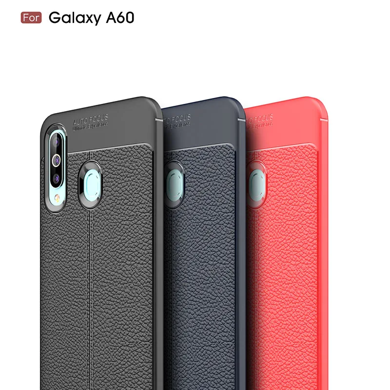 TOLIFEEL Case For Samsung Galaxy A60 Soft Silicone Phone Back Cover Shell For Samsung Galaxy A60 Litchi Pattern Leather Case