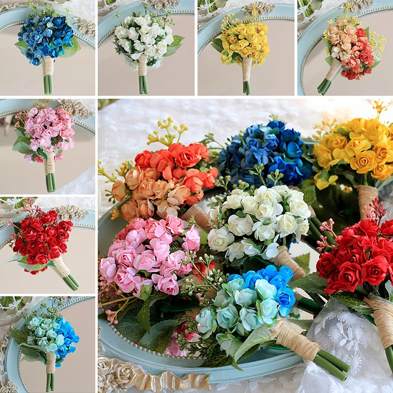 Silk flower wedding car bridal bouquet roses Artificial flower for