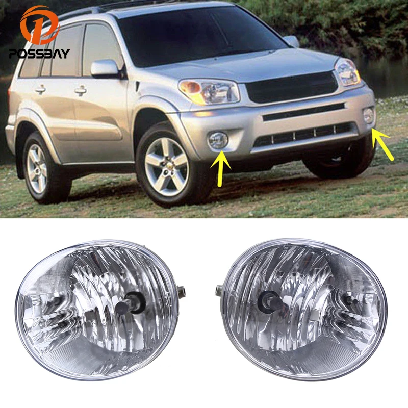 

POSSBAY Front Fog Lights for Toyota RAV4 2004-2005 Clear Lens Halogen Bulbs for 2005-2007 Toyota Avalon Lower Bumper Foglamps