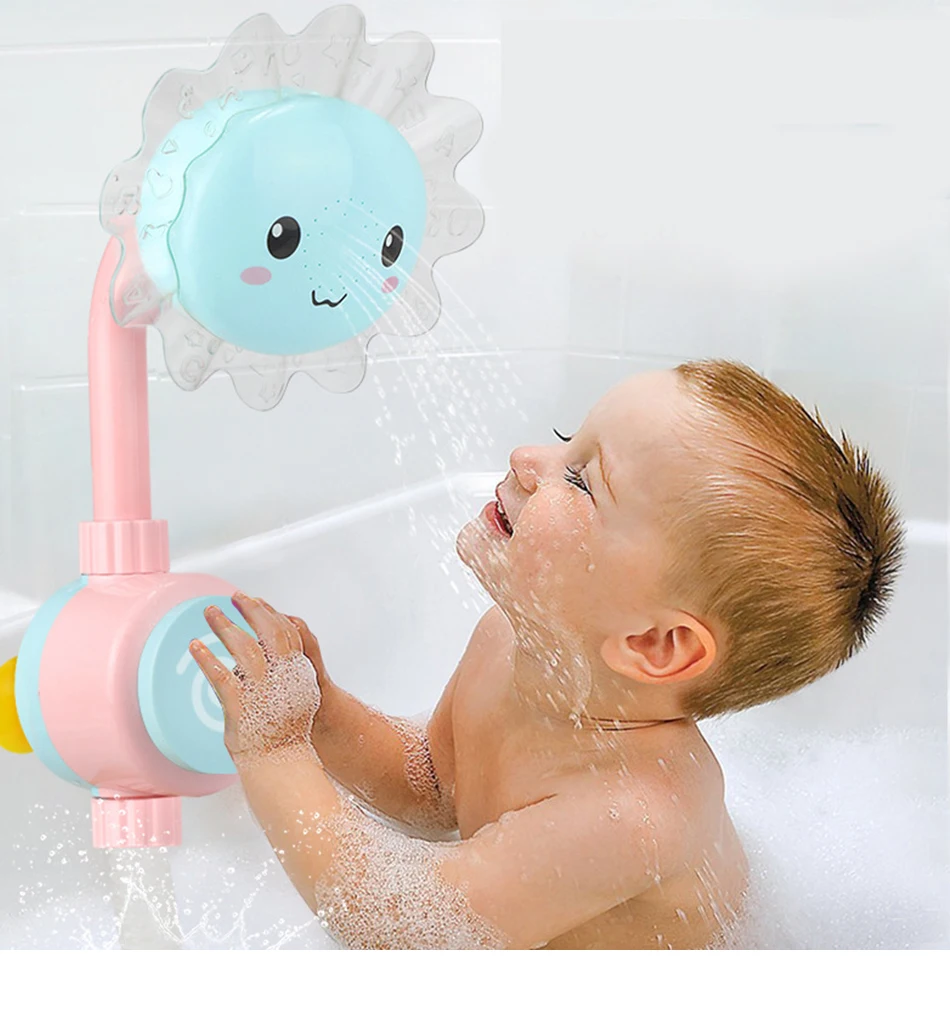 Подсолнух Детские Игрушки для ванны детская Ванна Душ для купания Spouts присоски Складные Игрушки в ванне распылитель для смесителя игрушки для воды